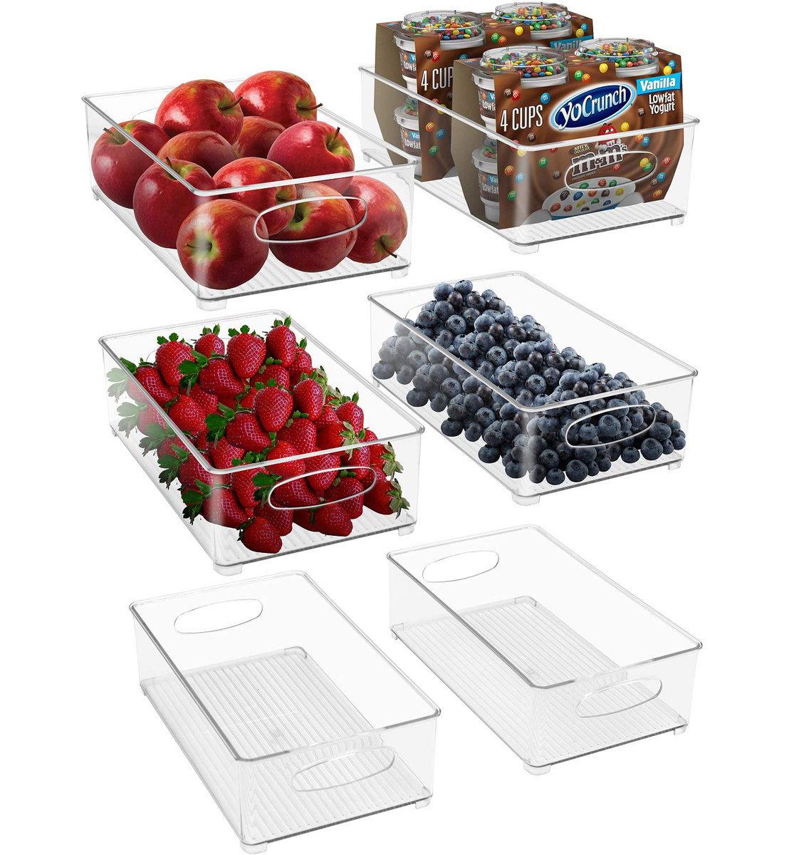 Hosler 6 Pack Medium Stackable Clear Storage and Organizer Bins with Handles (Set of 6)